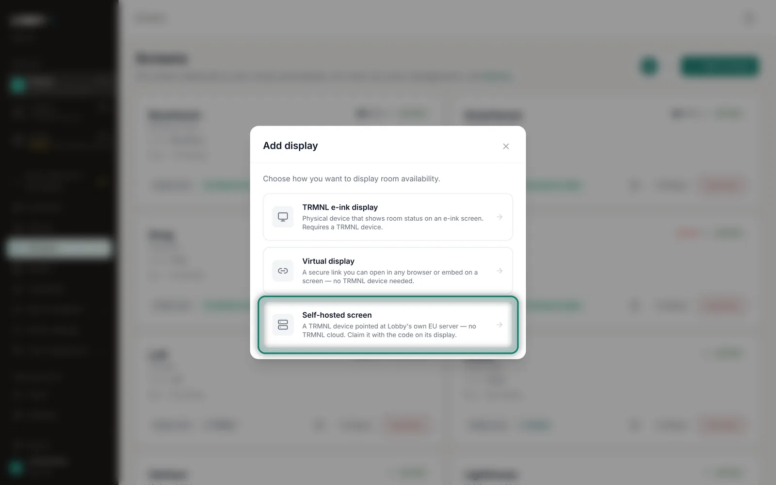 Choose the kind of screen to add.